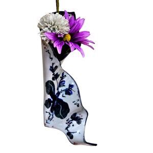 Vintage Studio Pottery Wall Vase Blue Green Floral